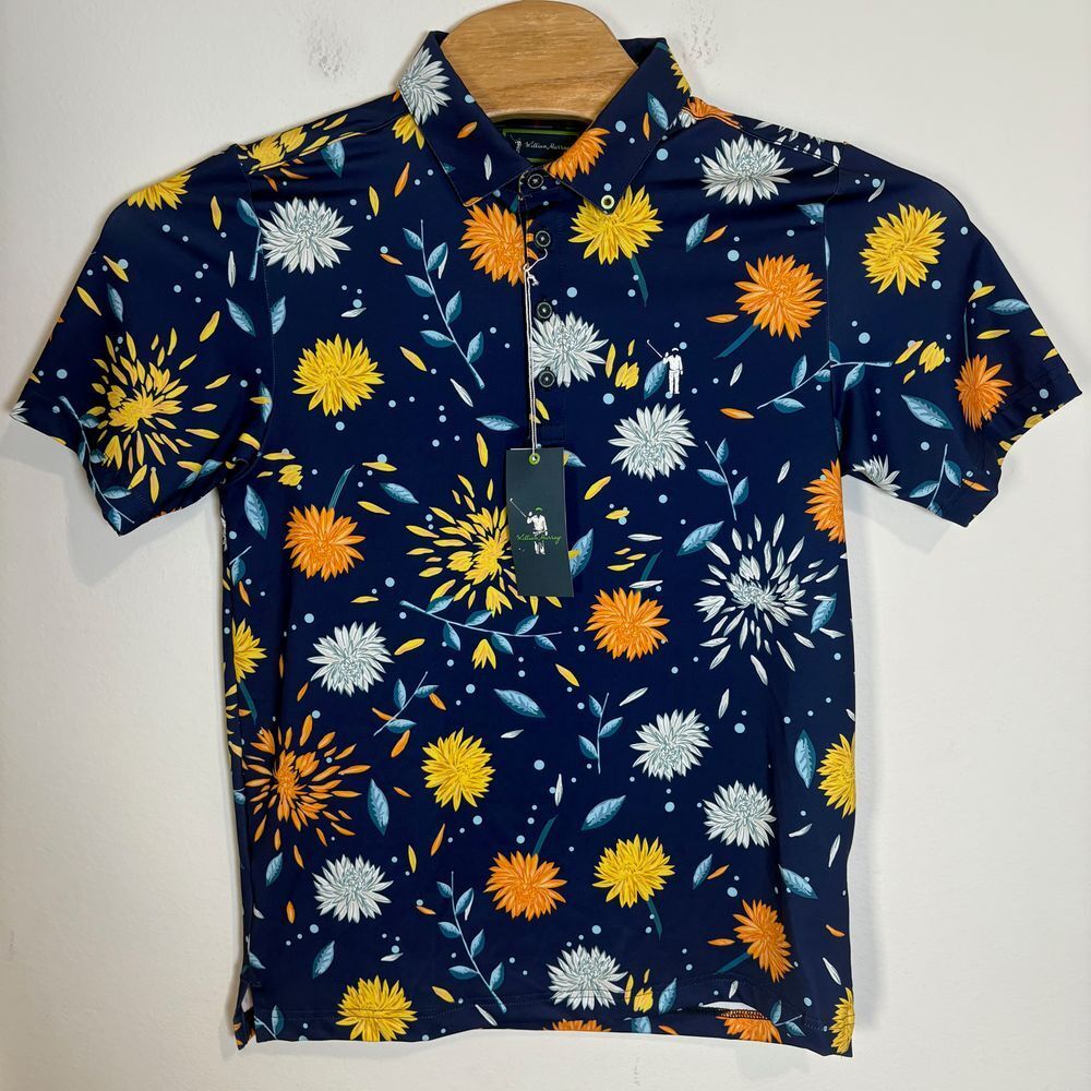 William Murray Mums Floral Golf Polo Shirt Short Sleeve Colorful Size Small - Picture 4 of 7